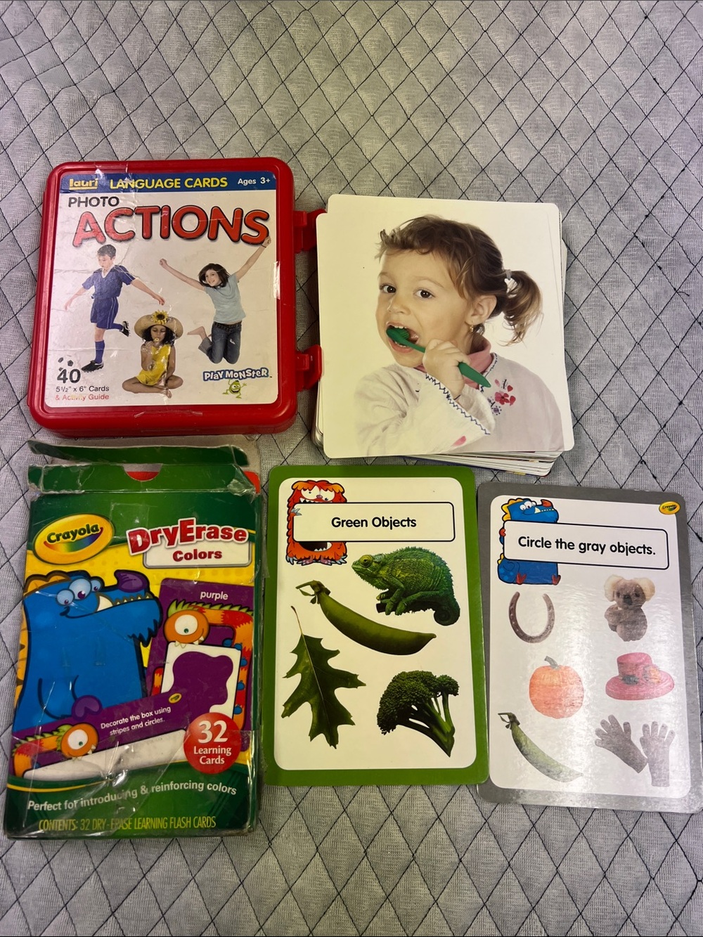 40 Play Monster Action-Language Cards, and 32 Dry-Erase Colors Learning Cards